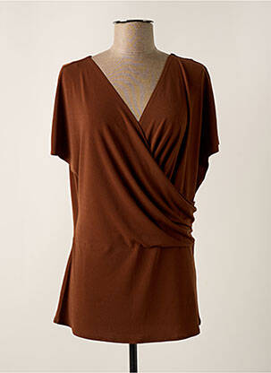 Top tissage crêpe manches courtes marron BY MALENE BIRGER femme
