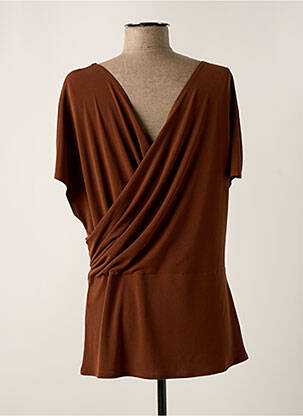 Top tissage crêpe manches courtes marron BY MALENE BIRGER femme
