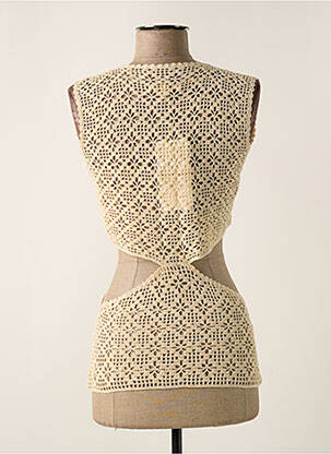 Top coupe cintrée sans manche beige STELLA PARDO femme