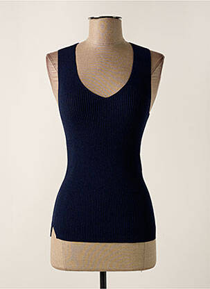 Pull col v sans manche bleu ATTIC AND BARN femme