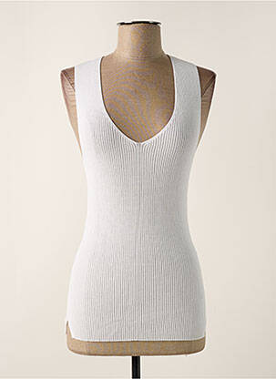 Pull col v sans manche blanc ATTIC AND BARN femme