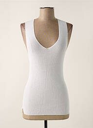 Pull col v sans manche blanc ATTIC AND BARN femme