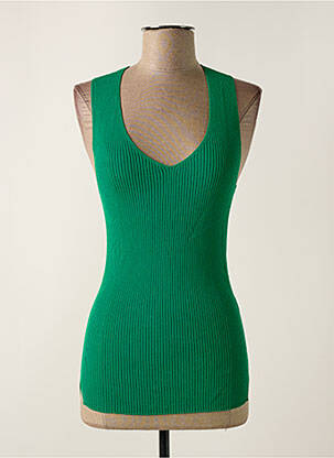 Pull col v sans manche vert ATTIC AND BARN femme