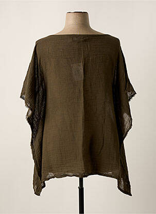 Tunique manches courtes tissage crêpe marron I-COTON femme