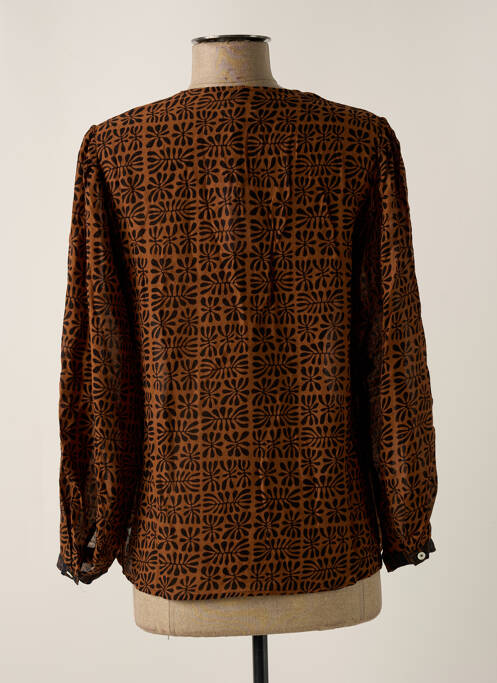 Blouse imprimé fantaisie manches 3/4 marron DIEGA femme
