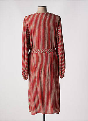 Robe mi-longue coupe fluide manches longues marron DIEGA femme