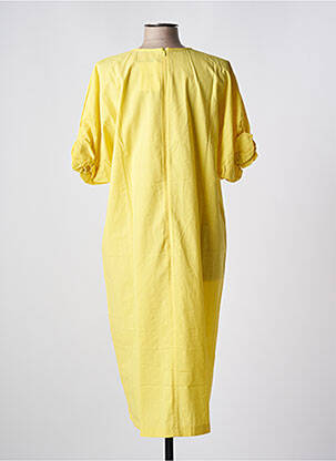 Robe mi-longue fermeture zippée au dos manches courtes jaune BONSUI femme