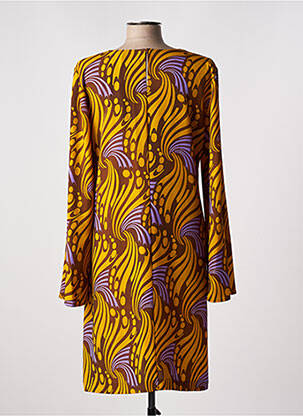Robe mi-longue coupe fluide manches longues marron MALIPARMI femme