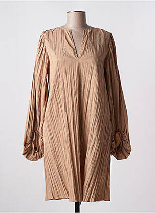 Robe mi-longue manches longues manches longues beige BY MALENE BIRGER femme