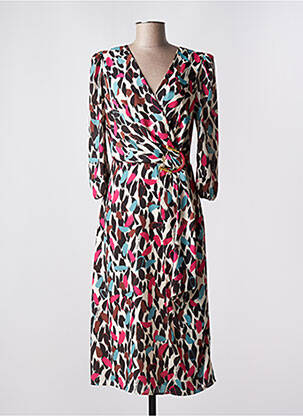 Robe mi-longue manches 3/4 manches 3/4 beige ELISABETTA FRANCHI femme