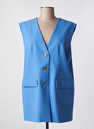 Veste chic tissage crêpe bleu SEMICOUTURE femme