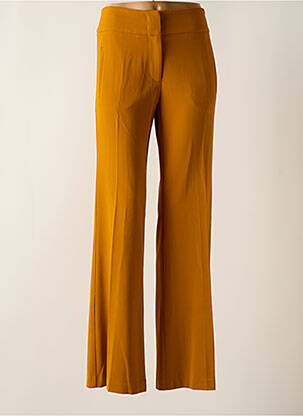 Pantalon droit fermeture zippée sous rabat avec crochet taille normale jaune MOMONI femme