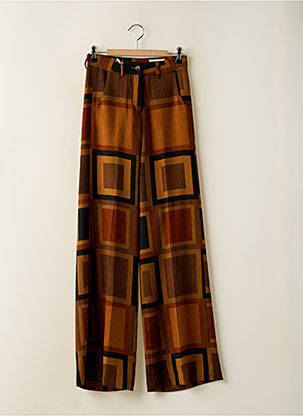 Pantalon droit fermeture zippée sous rabat boutonné taille normale marron MÊME BY GIAB'S femme