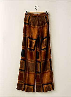 Pantalon droit fermeture zippée sous rabat boutonné taille normale marron MÊME BY GIAB'S femme