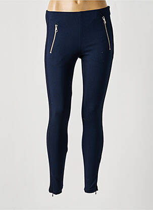 Jegging broderie galons latéraux taille haute bleu SET femme
