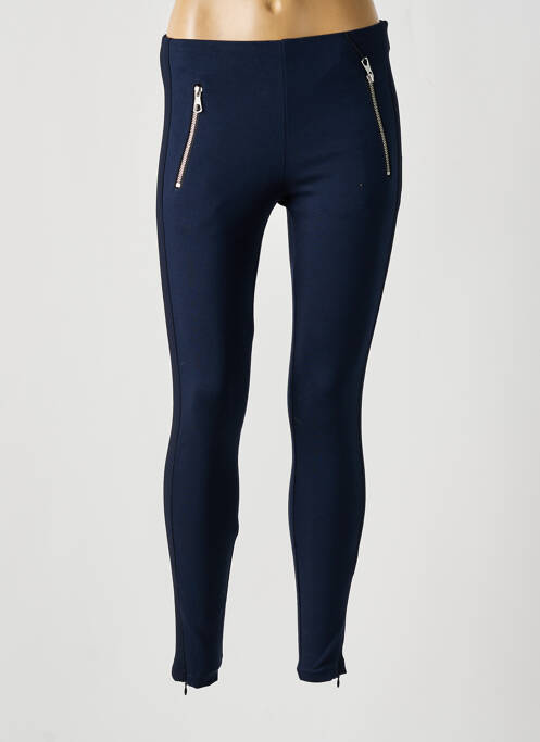 Jegging broderie galons latéraux taille haute bleu SET femme