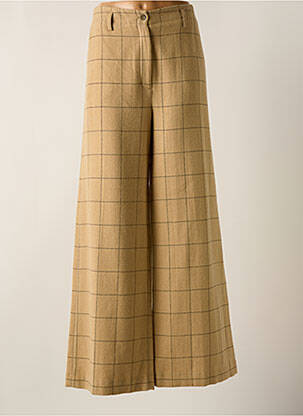 Pantalon flare taille à pinces taille haute beige DIEGA femme