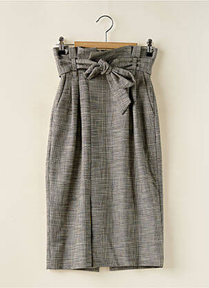 Jupe mi-longue taille à pinces gris SET femme