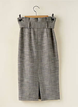 Jupe mi-longue taille à pinces gris SET femme
