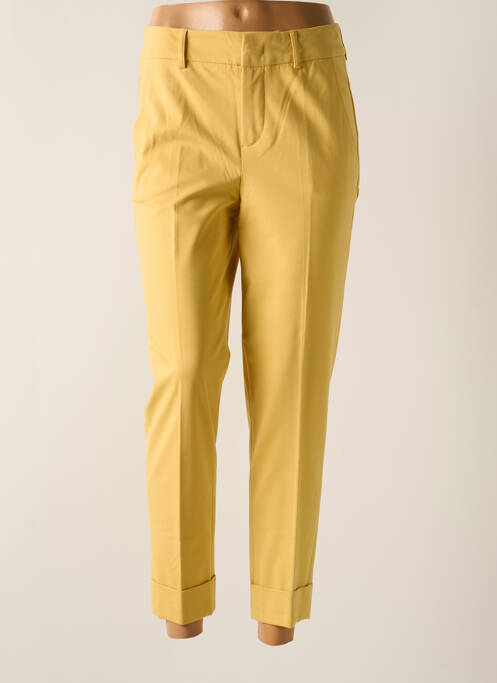 Pantalon chino tissage popeline taille haute jaune SET femme