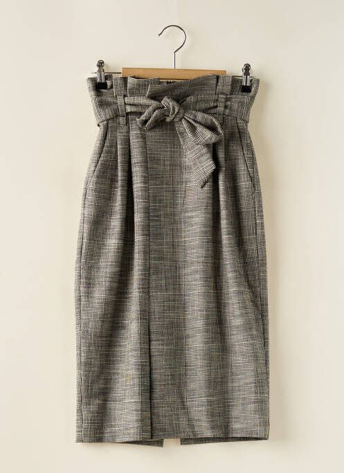 Jupe mi-longue taille à pinces gris SET femme