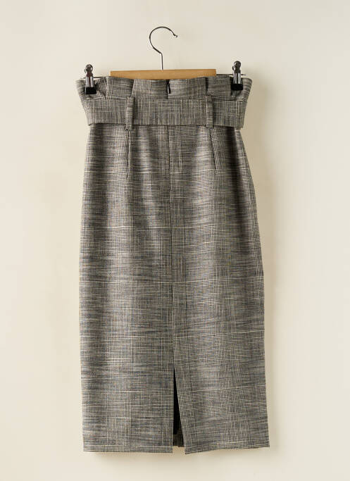 Jupe mi-longue taille à pinces gris SET femme
