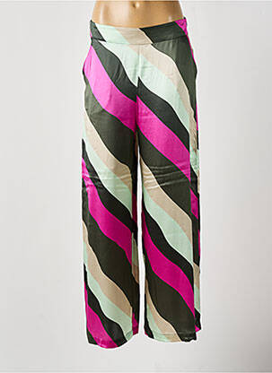Pantalon large fermeture zip latéral taille haute vert NIU femme