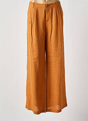 Pantalon large fermeture zippée sous rabat boutonné taille normale orange NIU femme