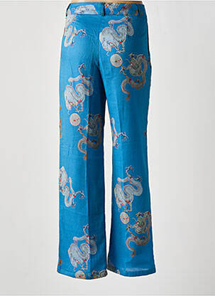 Pantalon flare fermeture zippée sous rabat avec crochet taille haute bleu VALENTINE GAUTHIER femme