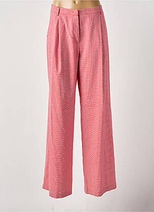 Pantalon large taille à pinces taille haute rouge NIU femme
