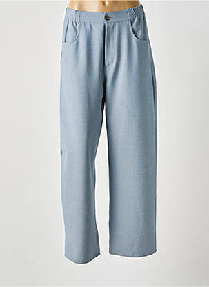Pantalon droit tissage crêpe taille haute bleu ATTIC AND BARN femme