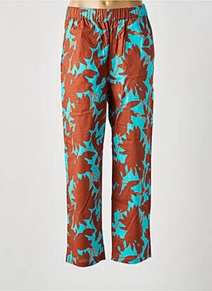 Pantalon droit tissage popeline taille haute bleu NIU femme