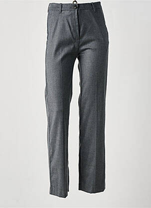 Pantalon chino fermeture zippée sous rabat boutonné taille haute gris SEMICOUTURE femme