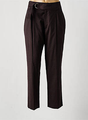 Pantalon chino fermeture zippée sous rabat avec crochet taille haute marron VALENTINE GAUTHIER femme