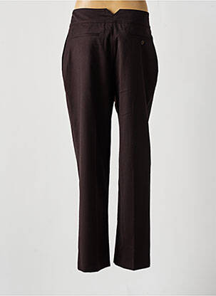 Pantalon chino fermeture zippée sous rabat avec crochet taille haute marron VALENTINE GAUTHIER femme