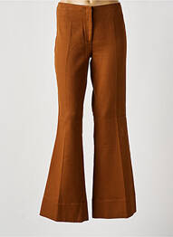 Pantalon flare fermeture zippée sous rabat avec crochet taille haute marron BY MALENE BIRGER femme