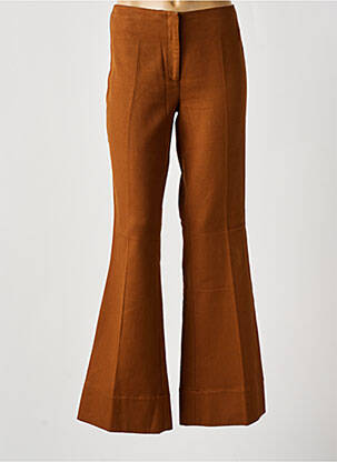 Pantalon flare fermeture zippée sous rabat avec crochet taille haute marron BY MALENE BIRGER femme
