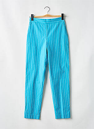 Pantalon chino tissage popeline taille haute bleu MOMONI femme
