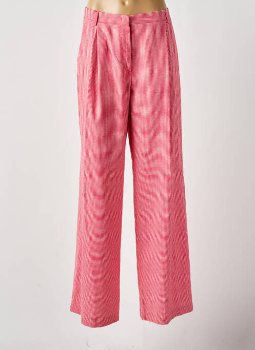 Pantalon large taille à pinces taille haute rouge NIU femme