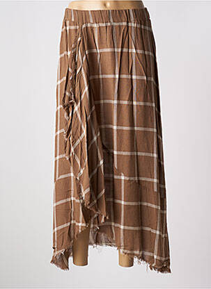 Jupe longue coupe asymétrique marron DIEGA femme
