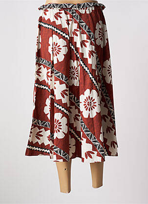 Jupe mi-longue coupe évasée marron ATTIC AND BARN femme