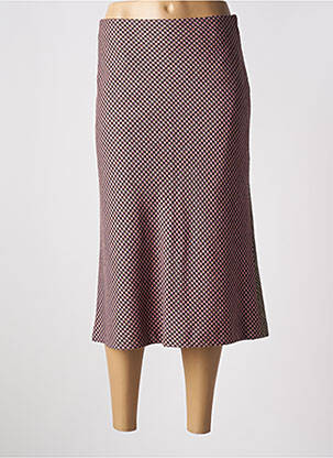Jupe mi-longue coupe droite évasée sur le bas rose SEMICOUTURE femme