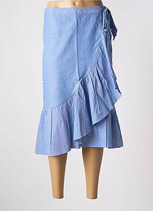 Jupe mi-longue taille à pinces bleu SET femme