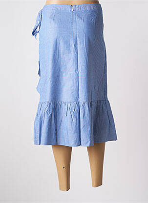 Jupe mi-longue taille à pinces bleu SET femme