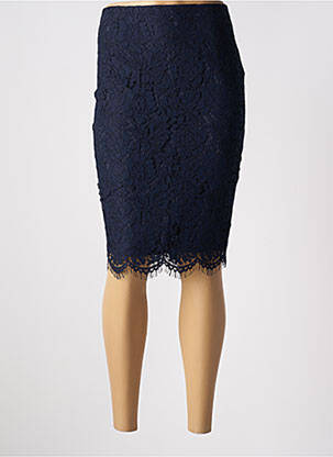 Jupe mi-longue taille à pinces bleu SET femme