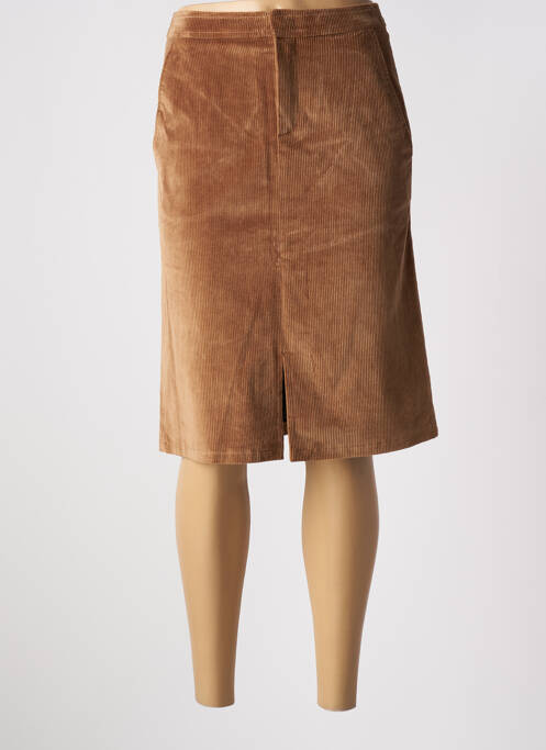 Jupe mi-longue taille à pinces beige SET femme