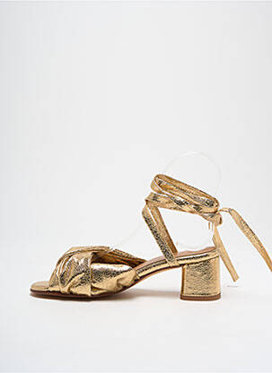 Sandales/nu pieds tissage satiné talon de 4 à 6cm or ANAKI femme