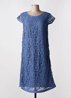 Robe mi-longue manches courtes manches courtes bleu MD'M femme