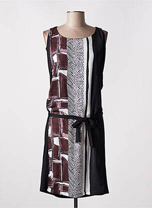 Robe mi-longue imprimé fantaisie sans manche noir EVALINKA femme