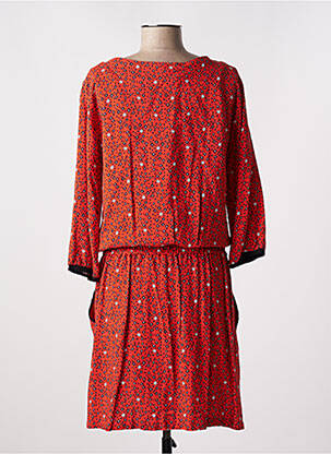 Robe mi-longue imprimé fleurs manches 3/4 orange VOODOO femme
